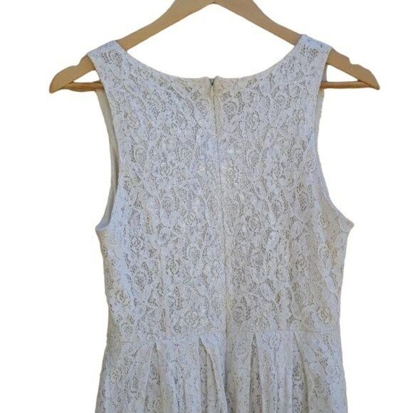 Forever 21 Dress Lace Sleeveless Scoop Neck Mini Gathered Fit & Flare Cream M - Picture 7 of 8